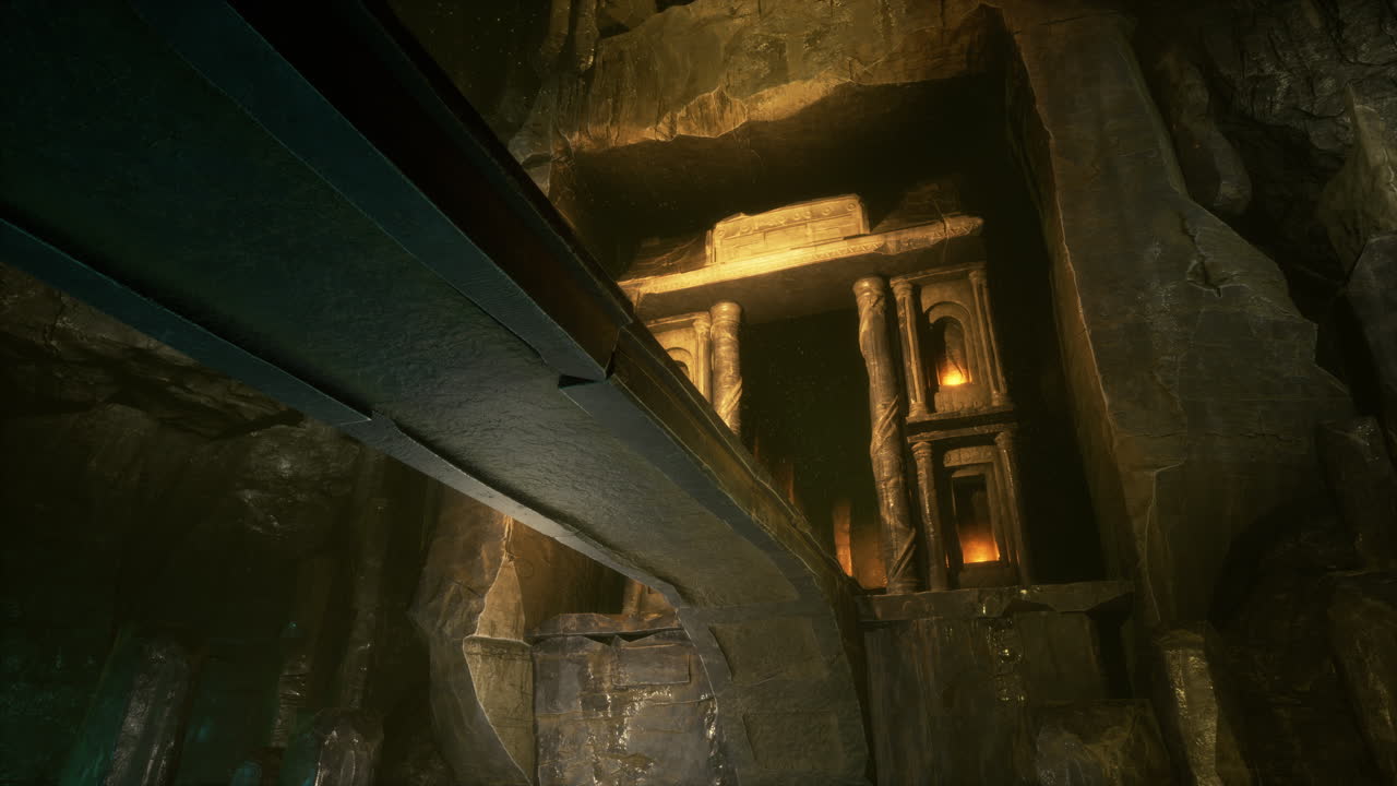 viejo puente de piedra dentro de una cueva grande