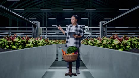 farmer in a modern vertical farm