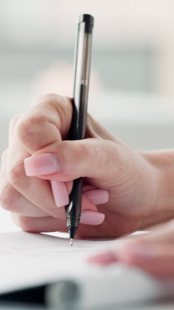 Close Up of Woman Writing and Laughing Happily