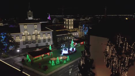 cute christmas decoration lights on idyllic square in funchal, praca do município