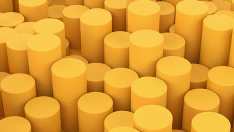 abstract background composition with yellow tubes cylinders in perspective. futuristic digital template with copy space. 3d animation of seamless loop. 4k uhd