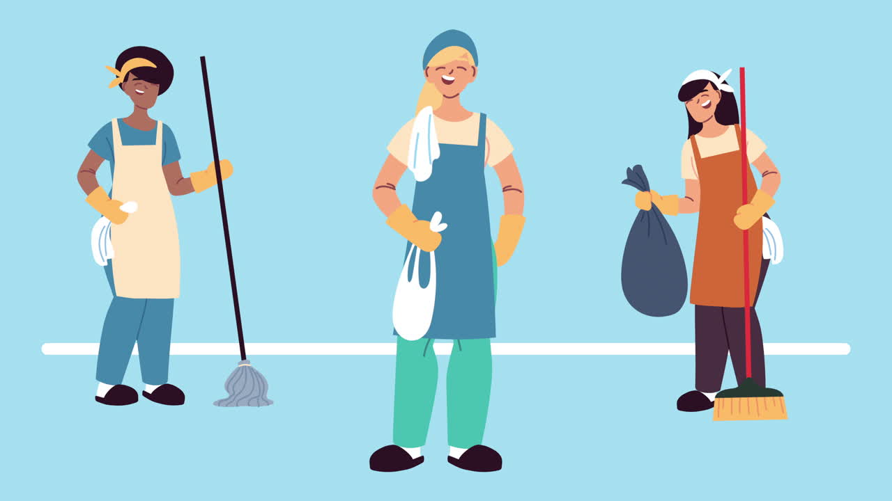 personal de limpieza diverso