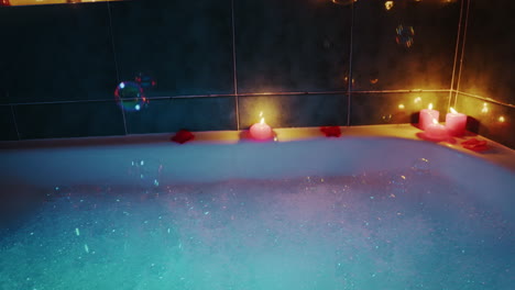 a romantic bath with candles