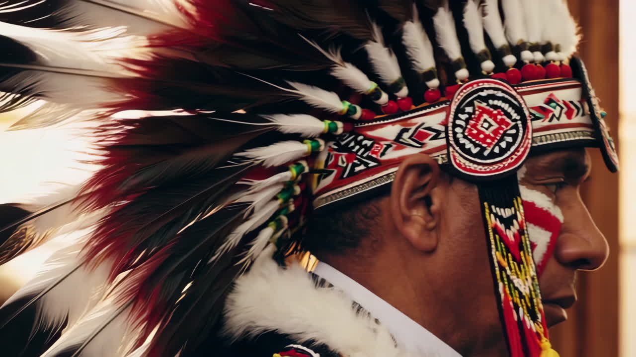 Native American Man in Traditional Headdress