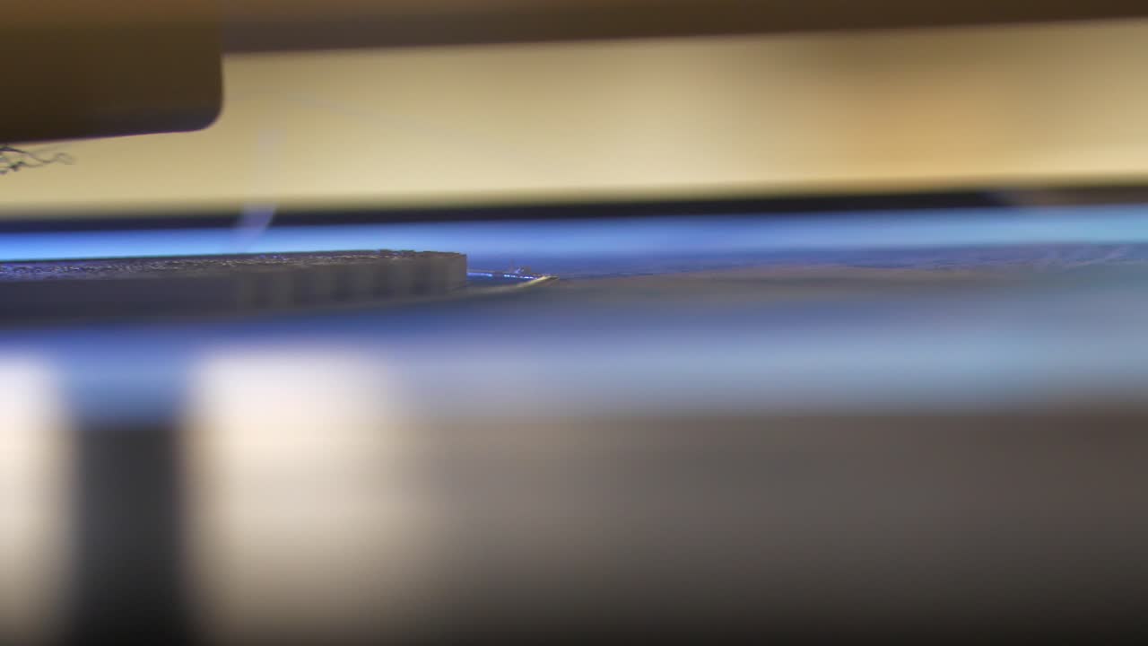 3d 프린터 기술, 작업 중인 3d 프린트 헤드, 클로즈업