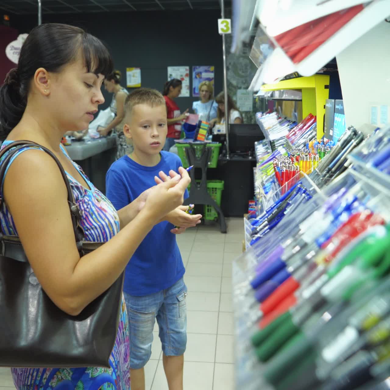 VINNITSA, UKRAINE - AUGUST 20, 2018: Back to School. Purchase of stationery