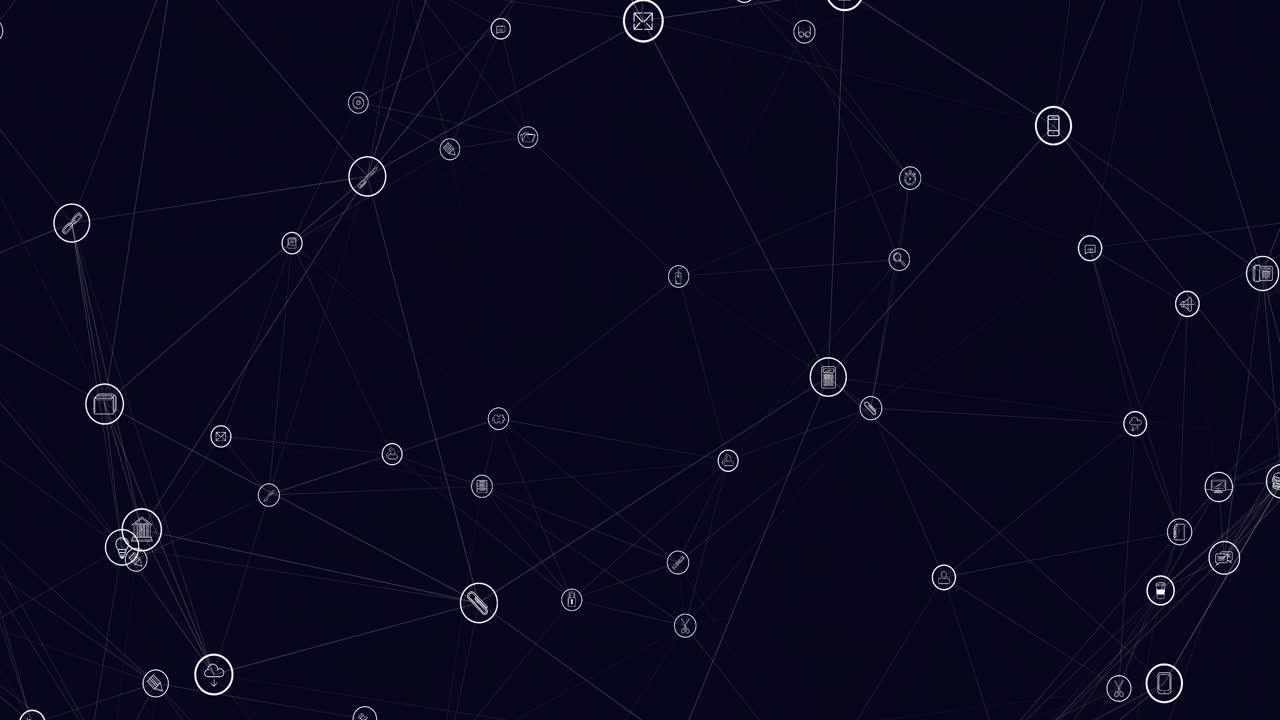 Animation of network of connections with digital icons