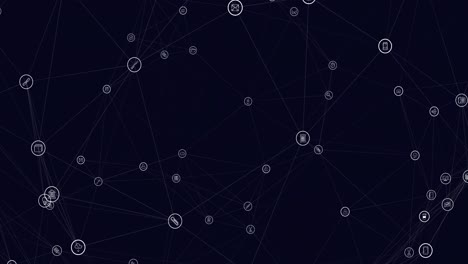 animación de la red de conexiones con iconos digitales
