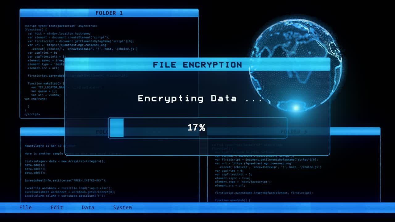 Cyber security message futuristic computer screen encrypted programming security hacking code data