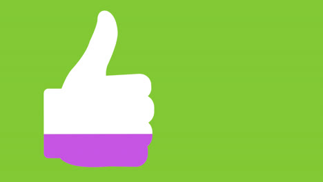 likes progress with thumbs up symbol in pink on bright green background 4k