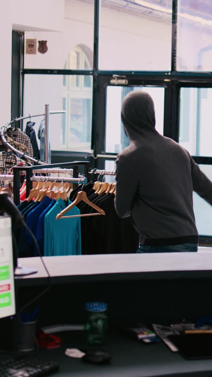 Images of a clothing store with a disagreement