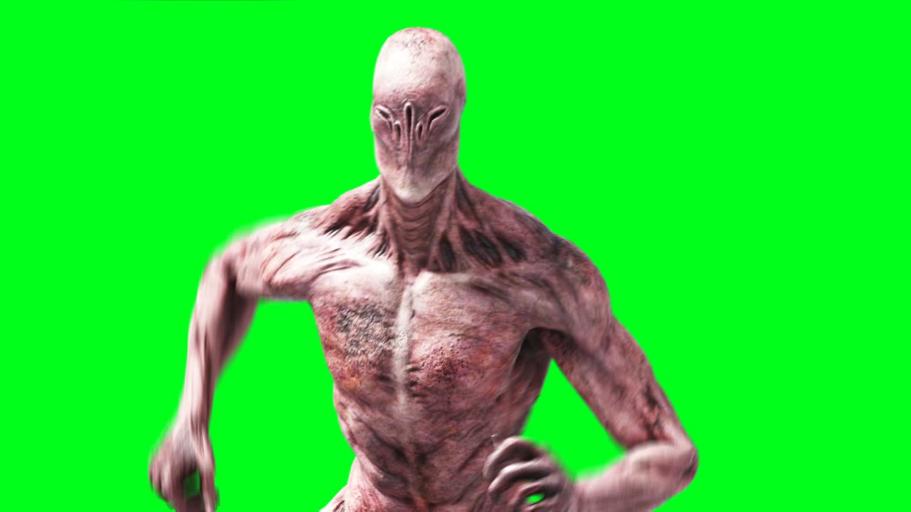 무서운 괴물 애니메이션, 물리적, 모션, 흐릿한, 현실적인 4k 애니메이션, 그린 스크린