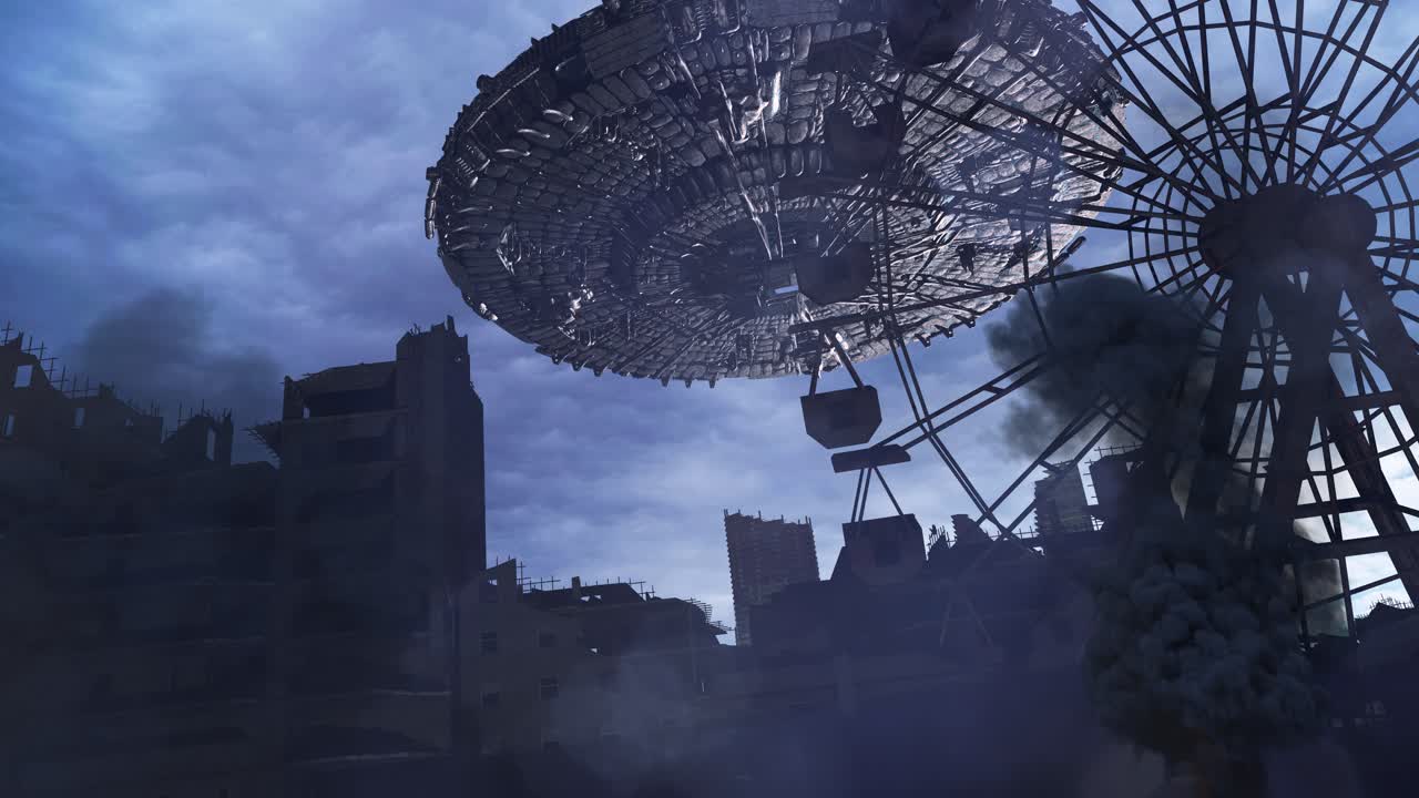 Post-Apocalyptic Ferris Wheel and UFO