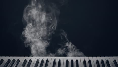 smoke coming out of a piano with dark background 4k, black - white