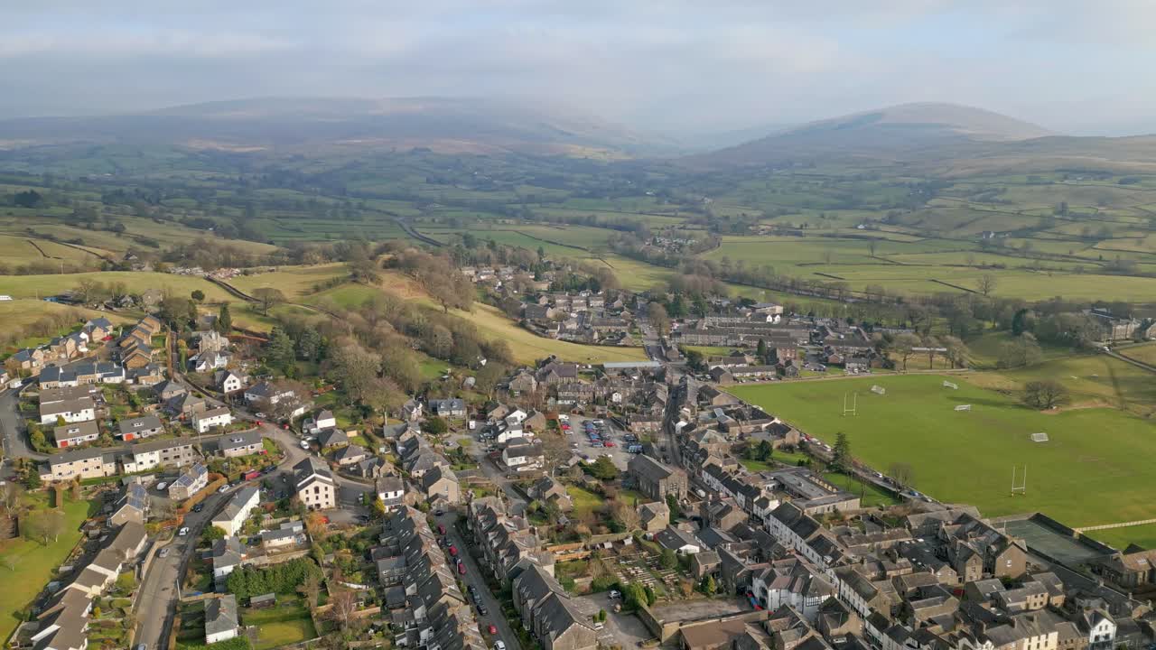 Cinematic aerial footage of Sedbergh village, the ideal place to escape to at any time of year