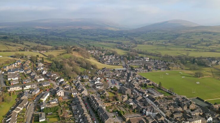 Cinematic aerial footage of Sedbergh village, the ideal place to escape to at any time of year