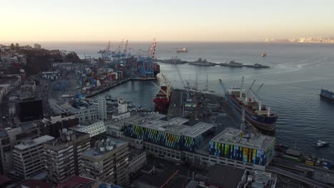 top aerial view of valparaiso port city, chile