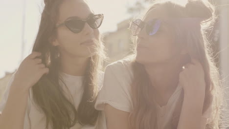 two friends enjoying a sunny day out