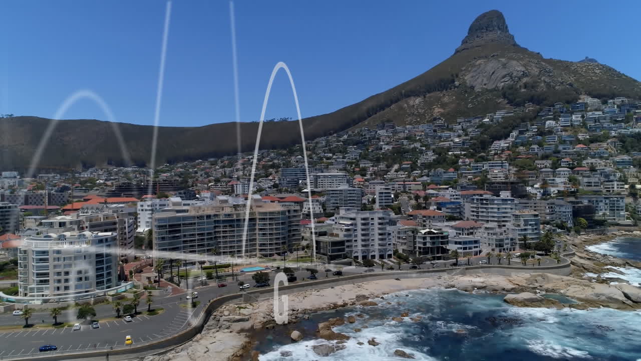 도시 풍경 위의 금융 데이터 처리 애니메이션