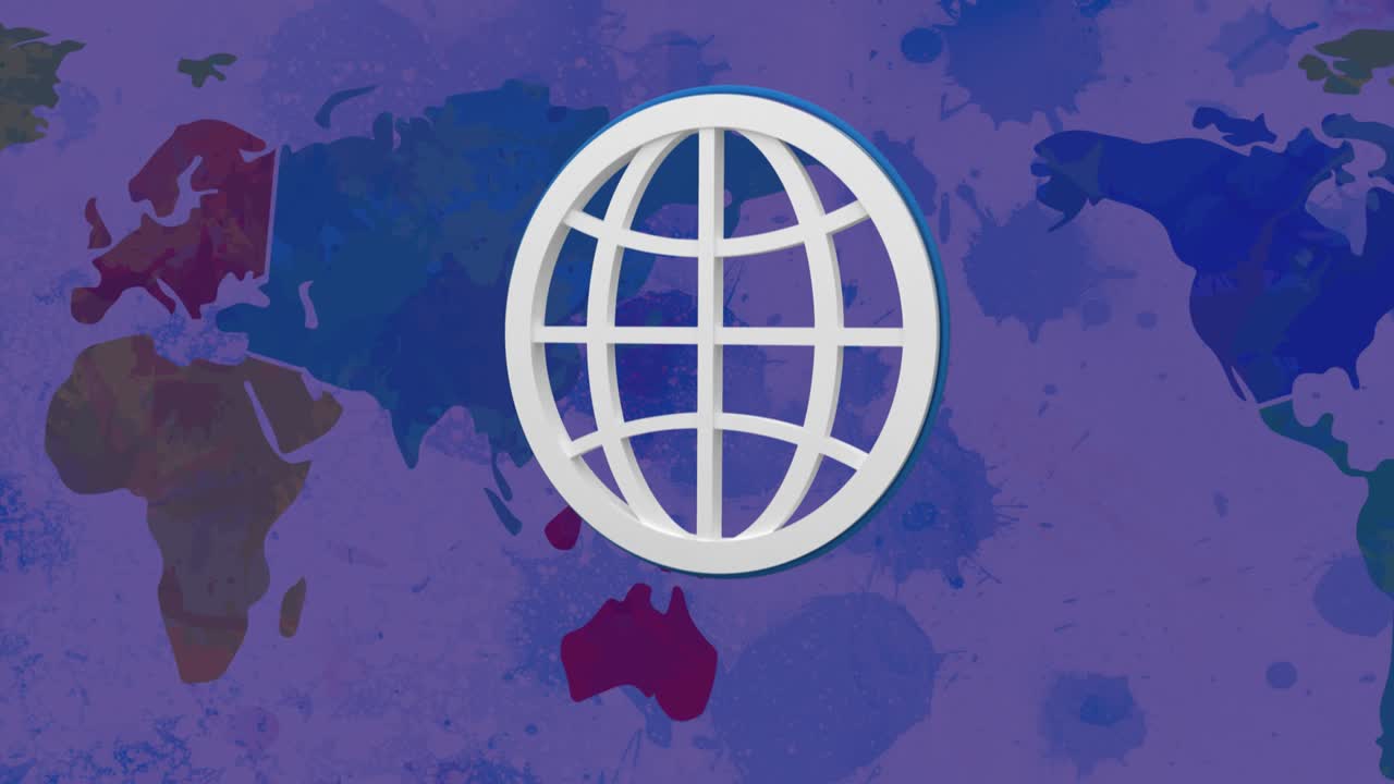 animación de un globo blanco rebotando sobre el mapa del mundo