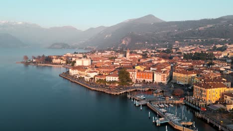 aerial view city iseo in italy