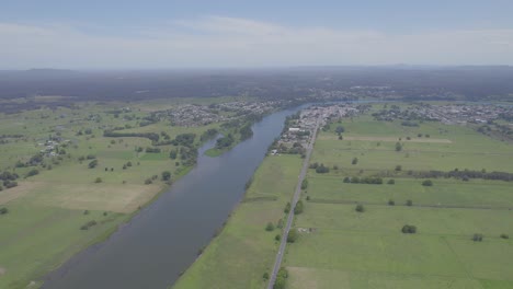 macleay river surrounded by floodplains on a foggy day in the mid north coast of new south wales