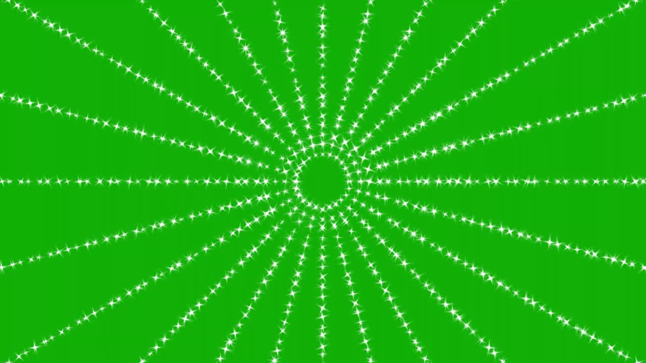 녹색 스크린 배경으로 빛나는 별 패턴 모션 그래픽