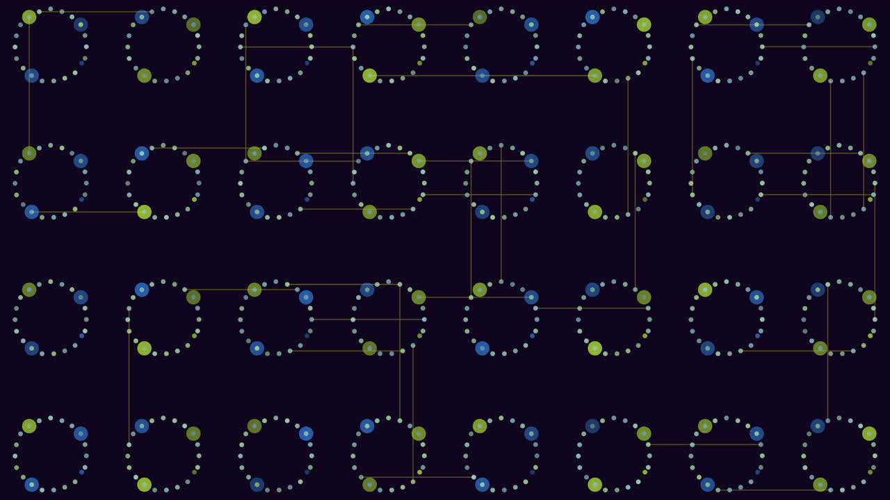 Seamless connected neon dots pattern with lines on black gradient