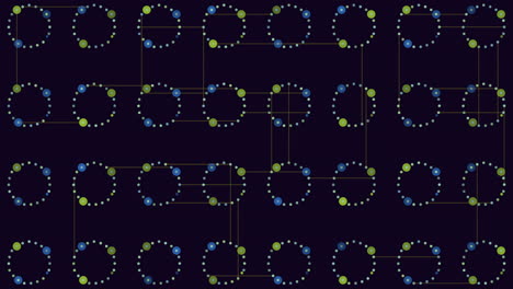 seamless connected neon dots pattern with lines on black gradient