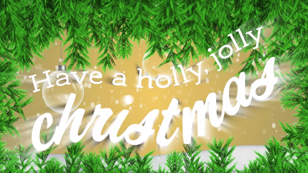 크리스마스 축하 문자의 애니메이션 크리스마스 장식 위에 텍스트