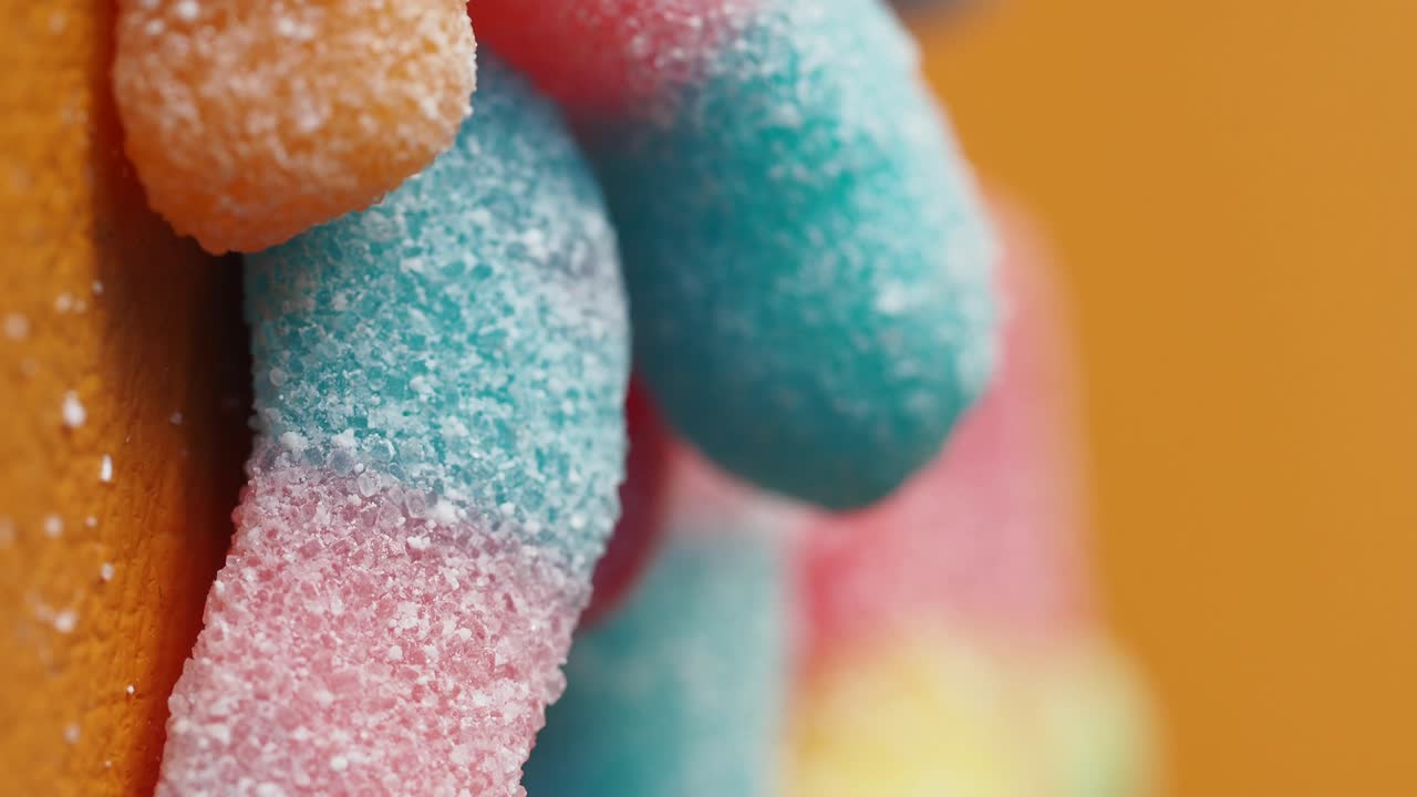 Colorful Sugar-Coated Gummy Candies Close-up