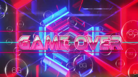 animación del juego sobre texto sobre 6g y líneas de neón de fondo