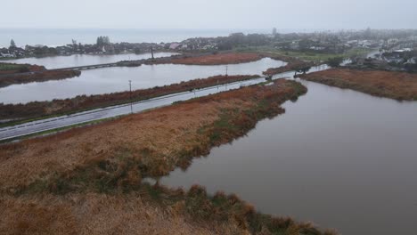 vista aérea de las inundaciones de la laguna de carlsbad