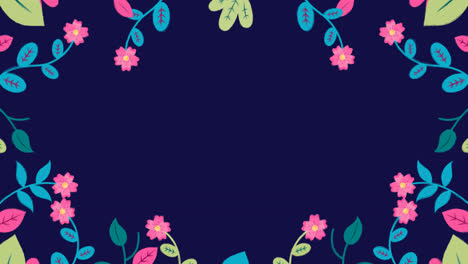 gráfico en movimiento de fondo floral colorido en estilo plano