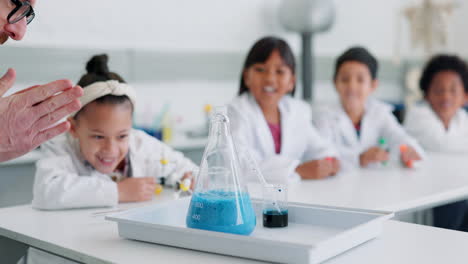 Science,-experiment-and-reaction-with-student-kids