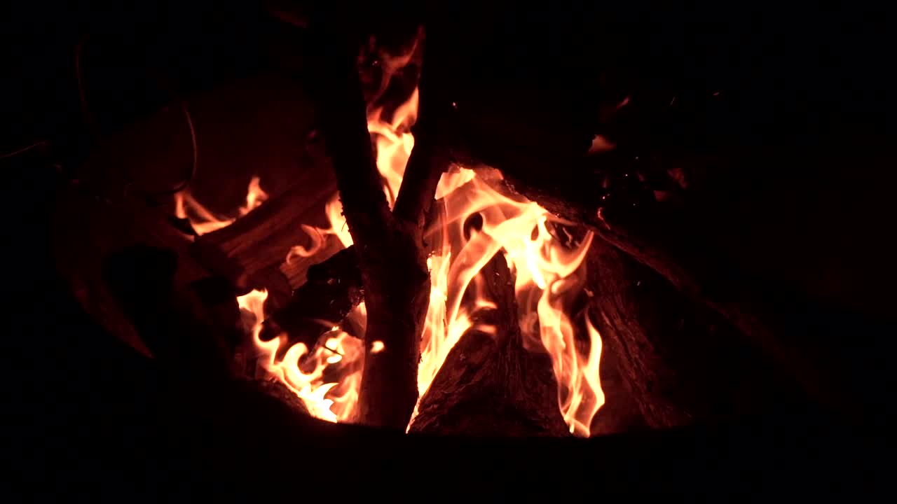 Burning bonfire at night