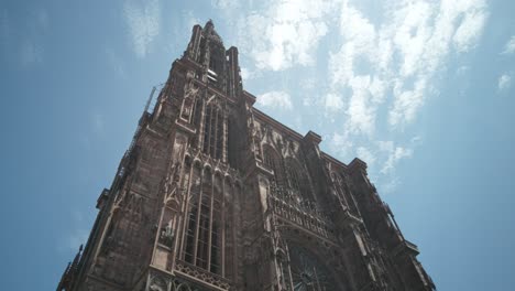 timelaps cathedral of our woman of strasbourg, alsace, france on sunny day