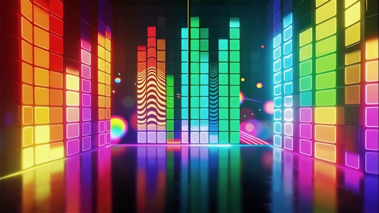 Futuristic Rainbow Neon Music Equalizer Visualizer Background