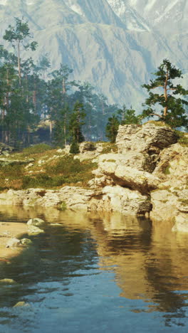 impresionante vista de un lago en un bosque de montaña