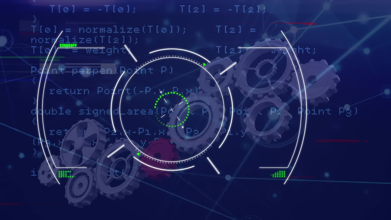 animación de escaneo de alcance y procesamiento de datos sobre una oficina vacía