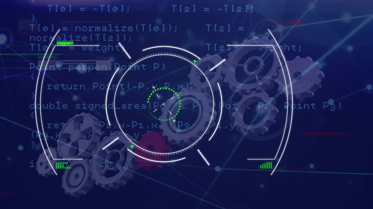 Animation af scopes scanning og databehandling over et tomt kontor