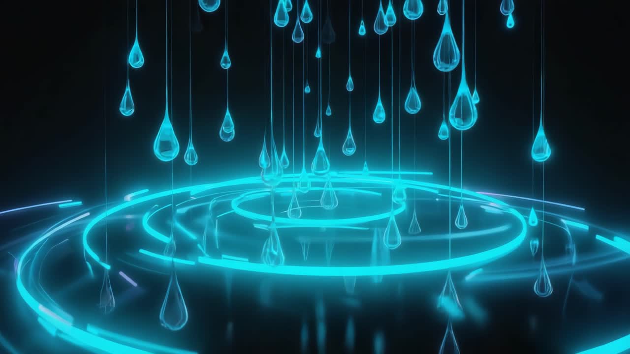Abstract Neon Water Droplets