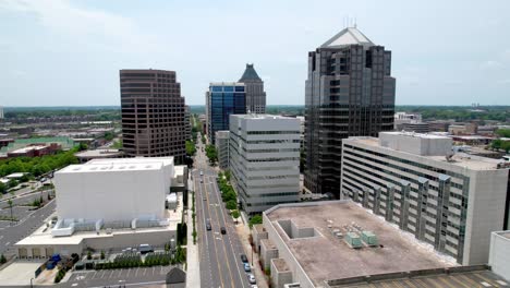 aerial-tilt-up-greensboro-nc,-north-carolina-skyline