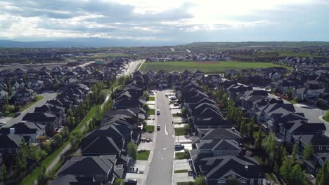 aerial view of residential homes in suburban, calgary, alberta.