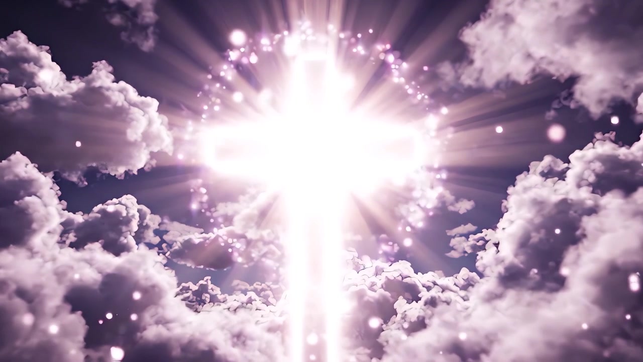 Sfondo per Adorazione 4K: Croce Cristiana e Luce Celeste