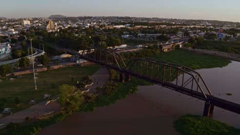 360° drone shot of an old train bridge, an iconic place in the capital of the state of sinaloa, culican
