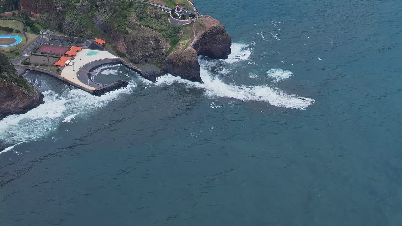 Aerial view of Madeira's stunning coastline by day