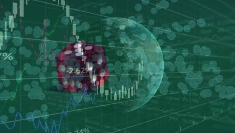 animación del procesamiento de datos y globo sobre dados.