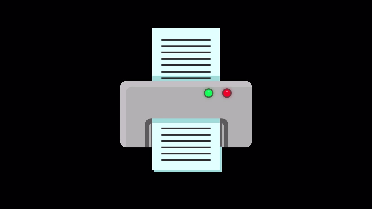 Animated Printer Printing Document on Paper