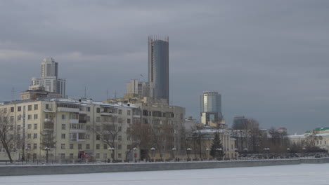 cityscape of a russian city in winter